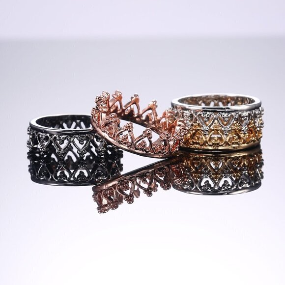 💝 Heart Wreath Basic Simple Colorful Heart Rings for Women, PD530 - Picture 4 of 8